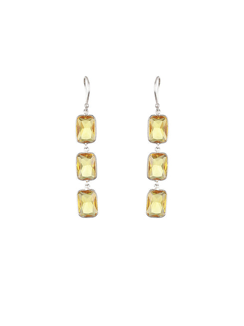 Yellow stone studded Drop Earrings