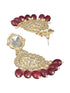 Gold Toned Kundan Studded Pink Pearl Beaded Chandbali Earring