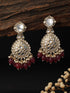 Gold Toned Kundan Studded Pink Pearl Beaded Chandbali Earring