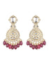 Gold Toned Kundan Studded Pink Pearl Beaded Chandbali Earring