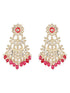 Gold Toned Kundan Studded Pink Dropdown Chandelier Earrings