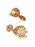 Gold Plated Multi Zircon Studded Pearl beaded Jhumka Earrings