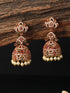 Gold Plated Multi Zircon Studded Pearl beaded Jhumka Earrings