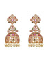 Gold Plated Multi Zircon Studded Pearl beaded Jhumka Earrings