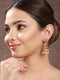 Gold Plated Multi Zircon Studded Pearl beaded Jhumka Earrings