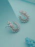 Silver Toned CZ Studded Hoop Studs earrings