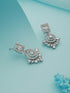 Silver Toned CZ Studded Minimal Chandbali Earrings