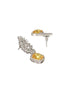 Silver Toned Yellow Citrine CZ Studded Statement Earrings