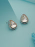 Silver Polish Kundan &CZ Studded Studds Earrings