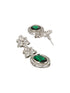 Silver Toned Green CZ Studded Designer Necklace Jewellery Set