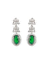 Silver Toned Green CZ Studded Designer Necklace Jewellery Set