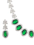 Silver Toned Green CZ Studded Designer Necklace Jewellery Set