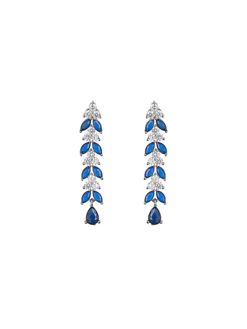 Silver Toned Blue AD Studded Necklace Set