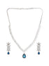 White Rhodium Blue Zircon Studded Statement Necklace Jewellery Set