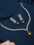 White Rhodium Yellow Topaz Zircon Studded Statement Jewellery Set