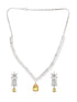 White Rhodium Yellow Topaz Zircon Studded Statement Jewellery Set