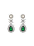 Silver Plated Green CZ & Pearl Studded Necklace Jewellery Set