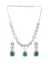 Silver Plated Green CZ & Pearl Studded Necklace Jewellery Set