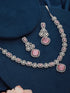 White Rhodium Pink Zircon Studded DeSigner Necklace jewellery Set