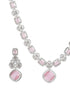 White Rhodium Pink Zircon Studded DeSigner Necklace jewellery Set