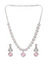 White Rhodium Pink Zircon Studded DeSigner Necklace jewellery Set