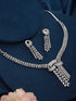 White Rhodium Cubic Zircon Studded Luxe Necklace Jewellery Set