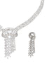 White Rhodium Cubic Zircon Studded Luxe Necklace Jewellery Set