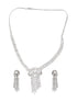 White Rhodium Cubic Zircon Studded Luxe Necklace Jewellery Set