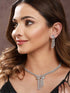White Rhodium Cubic Zircon Studded Luxe Necklace Jewellery Set