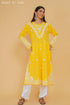 Sugandh in Cotton Chikankari Long Kurta Yellow
