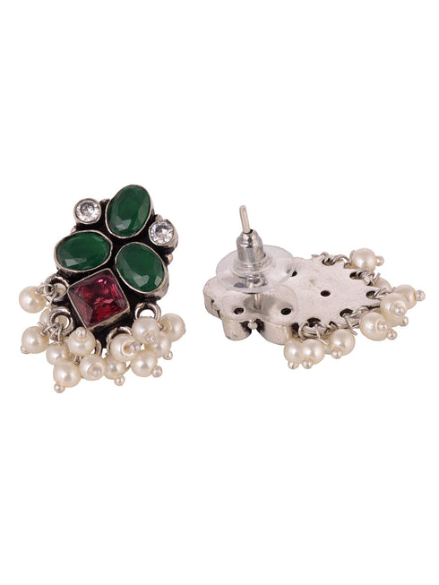 Green Contemporary Jhumkas Earrings