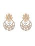 Gold Toned Zircon Studded Pearl Beaded Chandbali Drop Earrings