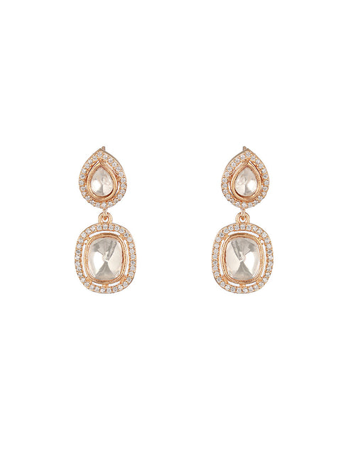 Gold Toned Original Kundan Minimal drop Earring