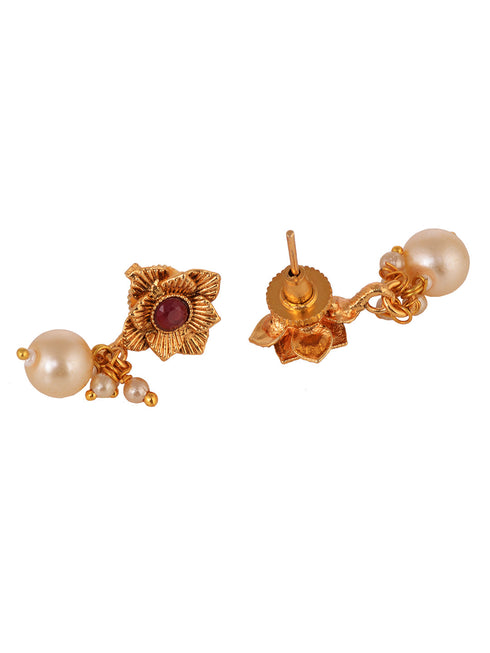 GoldPlated Red & Green AD Studded Jewellery Set