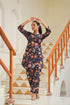 Women Navy Blue Floral Printed Pure Cotton Kurta with Trousers