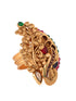 GoldPlated Green Kempo Peacock Motif Adjustable Finger Ring