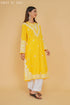 Sugandh in Cotton Chikankari Long Kurta Yellow
