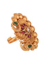Women Red & GoldPlated AD Peacock Statement Adjustable Finger Ring