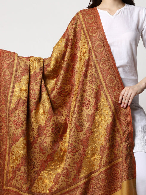 Women's Aari Embroidery Jammawar Wool Shawl