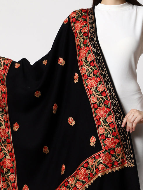 Women's Aari Embroidery Wool Stole