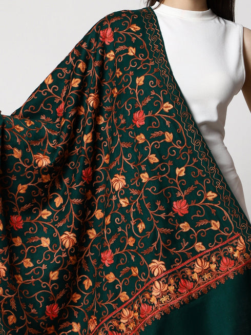 Women's Aari Embroidery Wool Stole