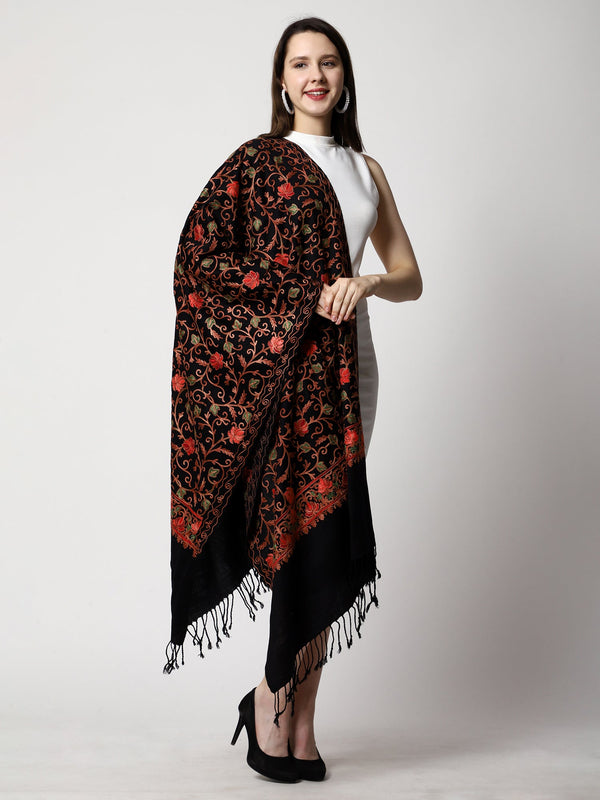 Women's Aari Embroidery Wool Stole