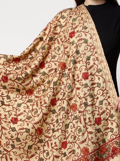 Women's Aari Embroidery Wool Stole