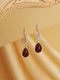 925 Sterling Silver Red Original Garnet Gemstone Studded Elegant Handcrafted Minimal Charm Earrings