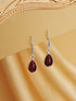 925 Sterling Silver Red Original Garnet Gemstone Studded Elegant Handcrafted Minimal Charm Earrings