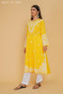 Sugandh in Cotton Chikankari Long Kurta Yellow