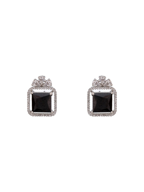 Silver Plated Blue Zircon Minimal Luxe Studs Earrings