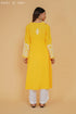 Cotton Chikankari Long Kurta Yellow