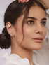 925 Sterling Silver AD Studded Rhodium Plated Leafy Studds Earrings