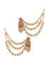 Gold Plated Kemp Stone Studded 3 Layered Pearl Lakshmi ji Design Temple Matil With Earchain Earrings